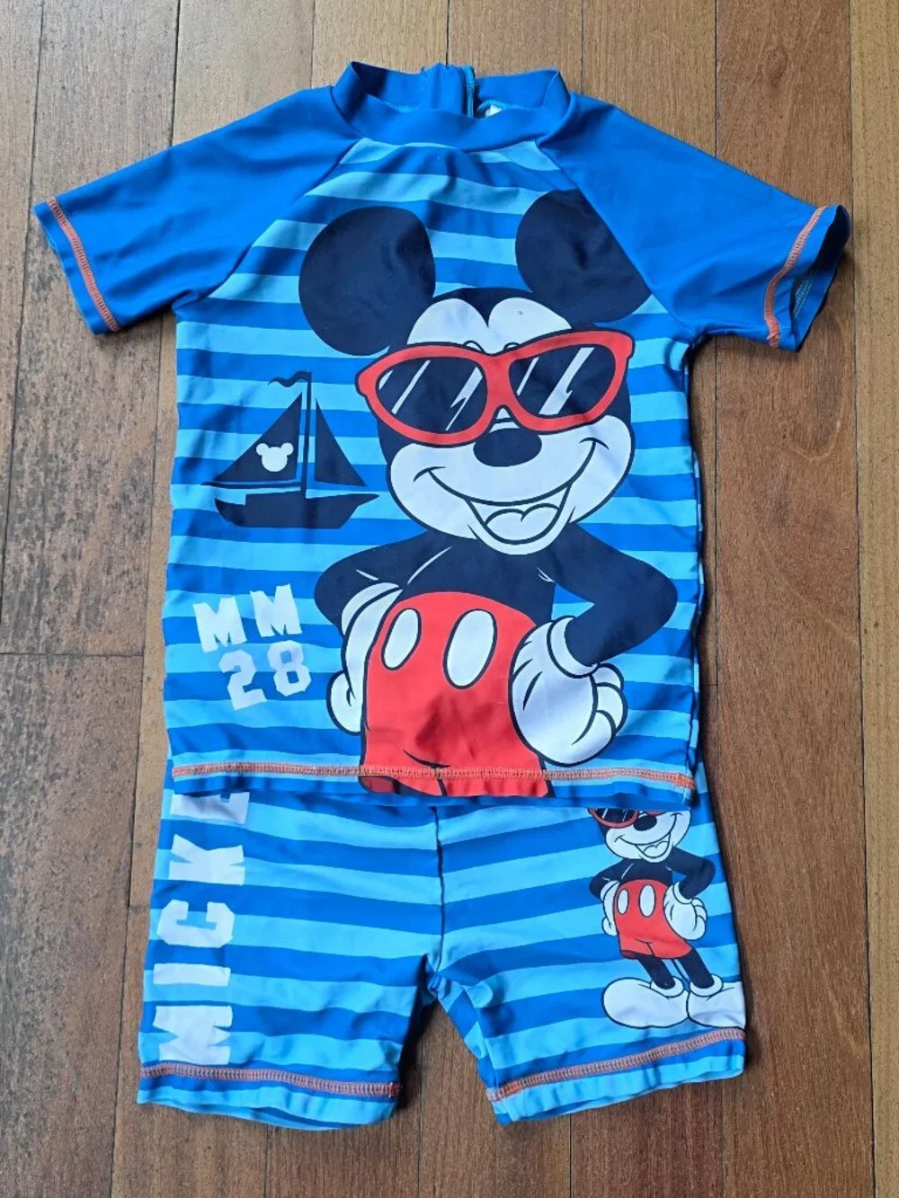 Disney Mickey And Friends Toddler Striped 2-Piece Bathing Suit Size 5